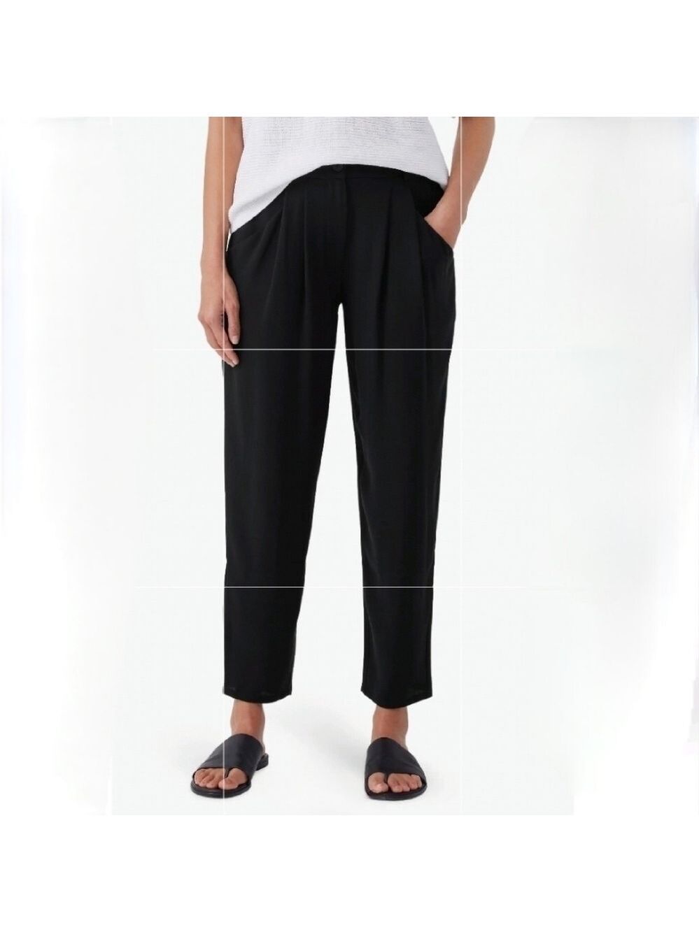 Vince Camuto Black Pull On Drawstring Waist Dress Casual Ankle Pants Size Medium